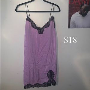 OUT FROM UNDER LILAC SATIN SLIP DRESS